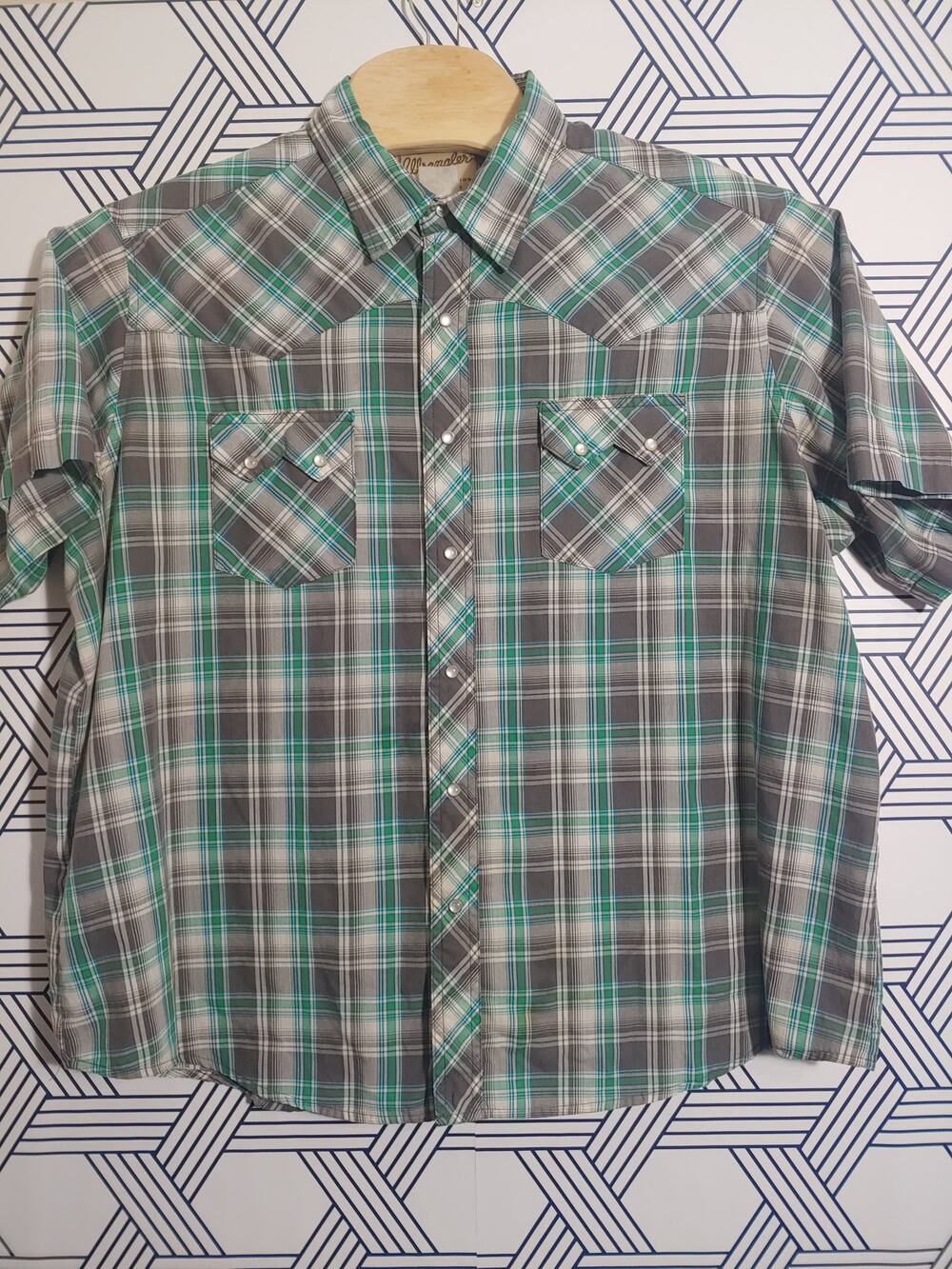 Mens Wrangler Western Fashion Snap Shirt Size XL